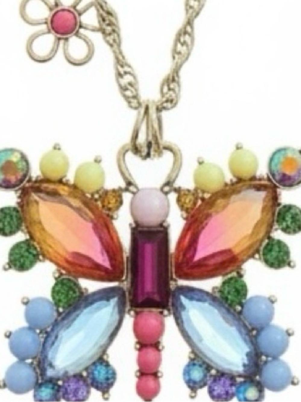 Betsey Johnson Multicolor Crystal Butterfly Necklace